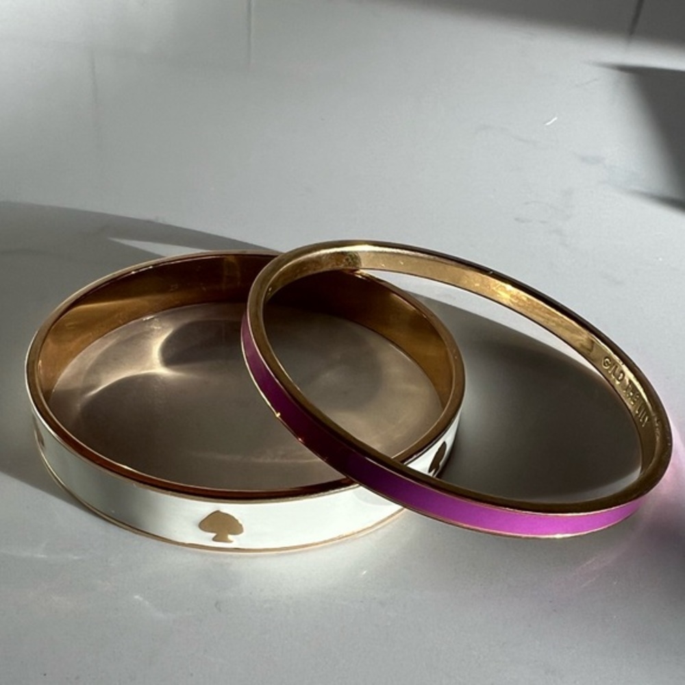 kate spade bangles (2) - Cream with spades & “Gild the Lily” purple & gold